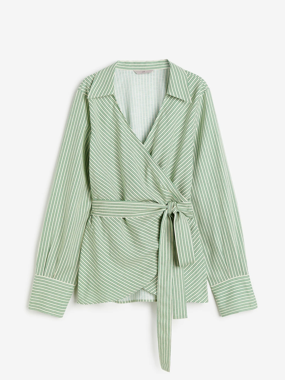 H&MGreen Green And White Striped Wrap Blouse